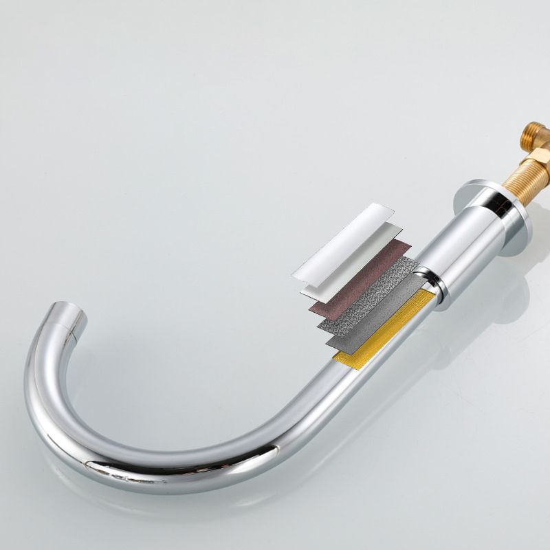 Lisslune | Goose Neck Bathroom Sink Faucet 2 Handles Hot and Cold Water Sink Faucet with Drain