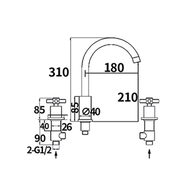 Lisslune | Traditional Style Roman Tub Faucet Copper Wall Mounted Roman Tub Faucet