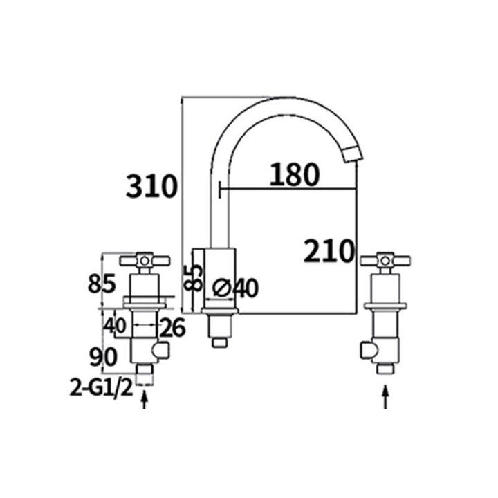 Lisslune | Traditional Style Roman Tub Faucet Copper Wall Mounted Roman Tub Faucet