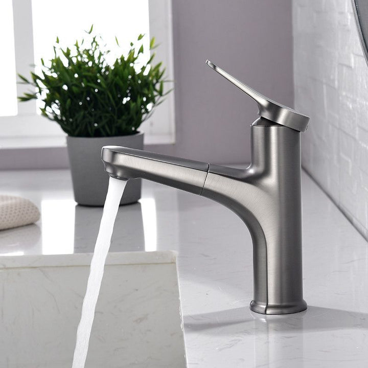Lisslune | Round Modern Sink Faucet with Pull-Out Single-Hole Basin Faucet