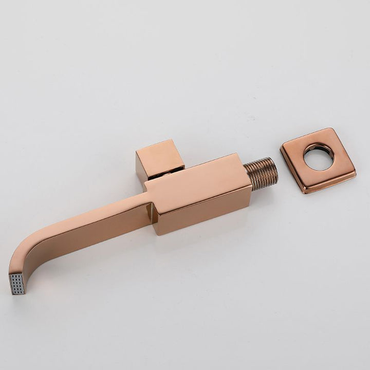Lisslune | Contemporary Wall Mounted Bathroom Faucet Handle Knob Solid Brass Square Faucet