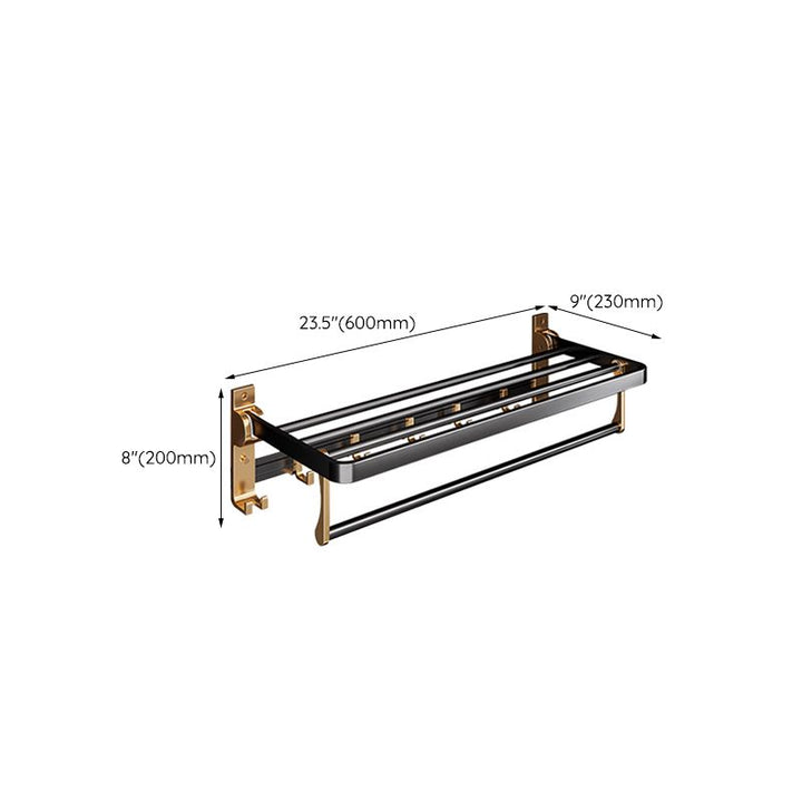 Lisslune | Black and Brass Bathroom Hardware Set Modern Stainless Steel Bathroom Shelf/Towel Holder/Paper Holder