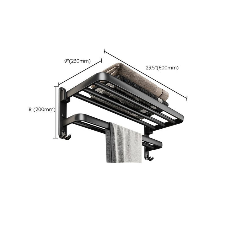Lisslune | Black Aluminum Bathroom Accessory Set Modern Bathroom Shelf / Towel Bar & Paper Holder