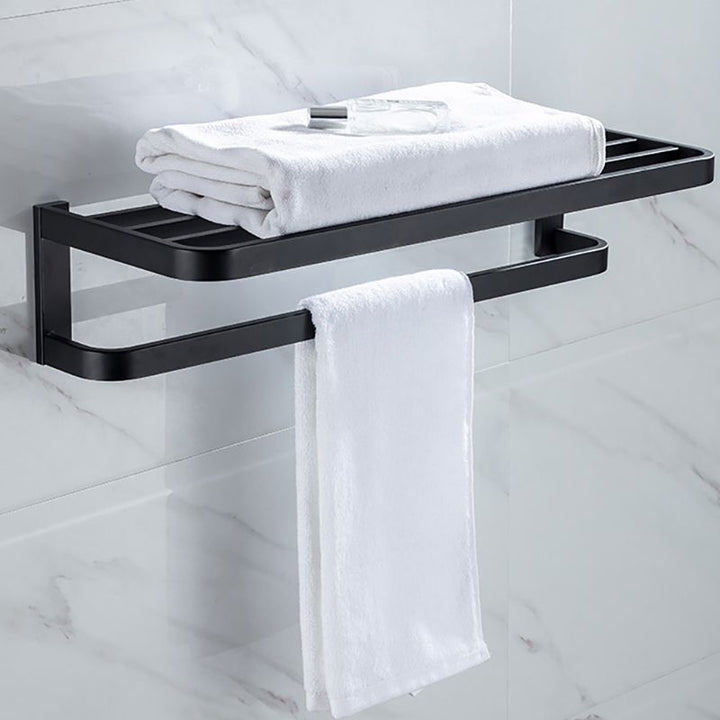 Lisslune | Modern Classic Bath Accessories Set in Matte Black Stainless Steel Bathrobe Hook/Towel Ring Bar
