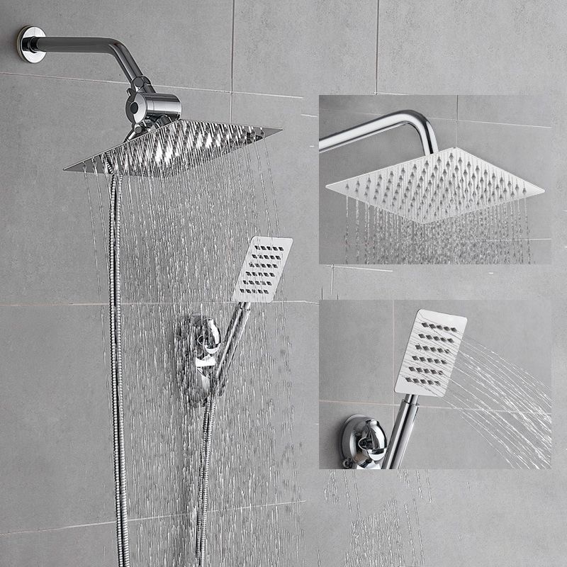 Lisslune | Silver Square Double Shower Head Modern Water Filtration Wall Mounted Shower Head