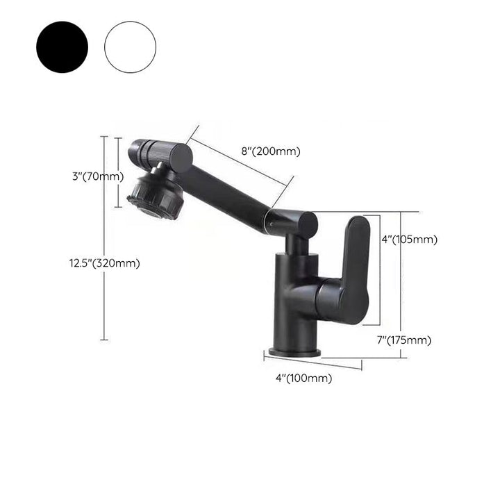 Lisslune | Modern sink faucet stainless steel lever handles swivel spout sink faucet