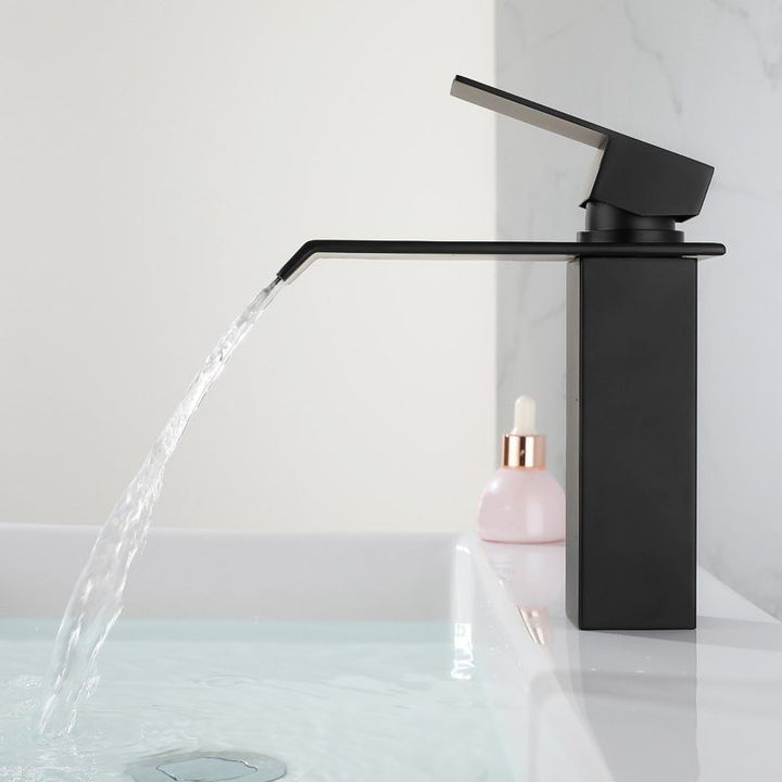 Lisslune | Industrial Vessels Faucet Stainless Steel Lever Handles Waterfall Spout Bathroom Faucet
