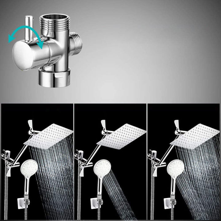 Lisslune | Modern Dual Shower Head Square High Arc Shower Head in Silver