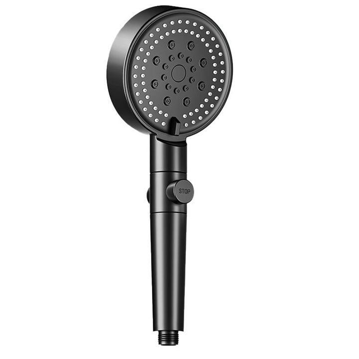 Lisslune | Modern 6 Setting Shower Head Adjustable Spray Pattern Matt Black Round Shower Head