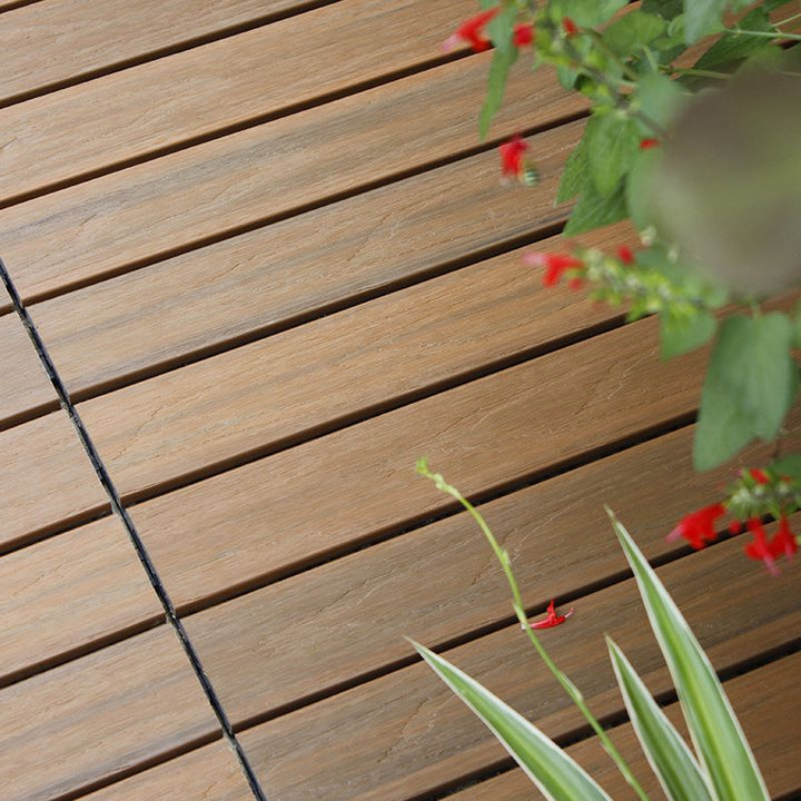 Lisslune | Interlocking composite deck tiles Striped pattern patio tiles