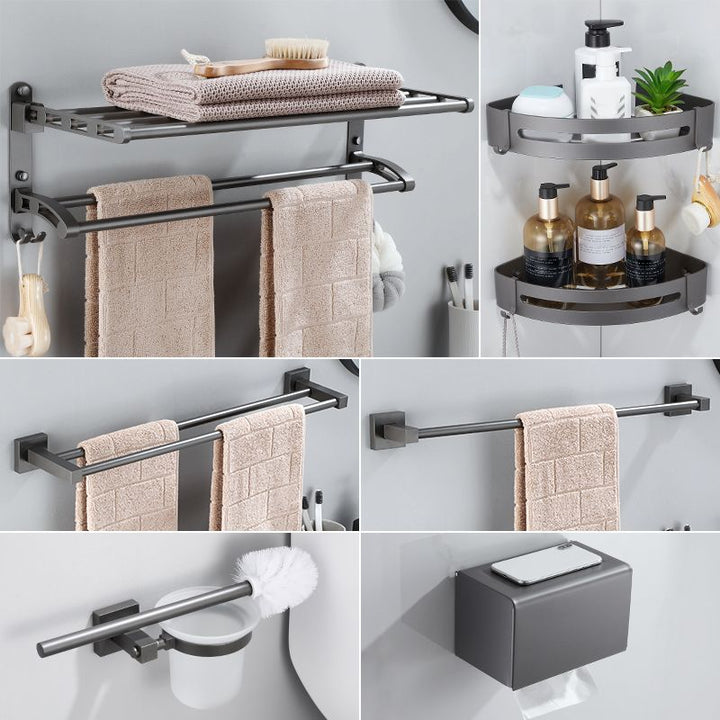 Lisslune | Contemporary bathroom accessories single piece or in a set made of gray metal