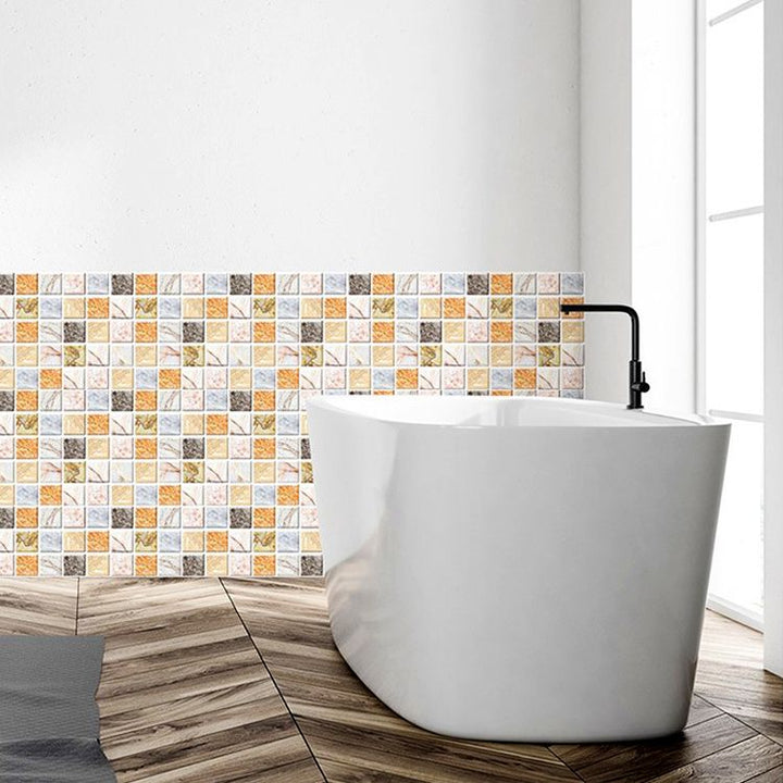 Lisslune | Square Peel and Stick Tile Mosaic Waterproof PVC Peel & Stick Tile for Shower 5-Pack
