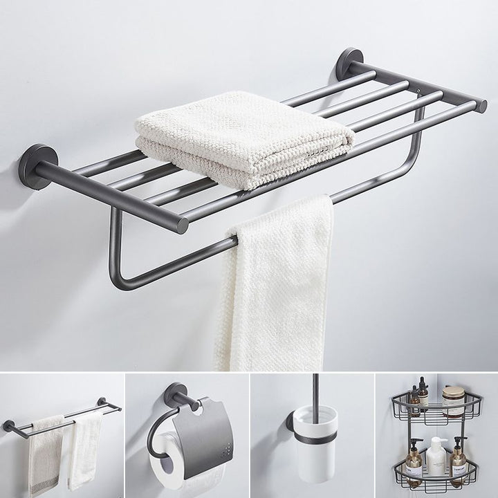 Lisslune | Traditional Gray Brass Bathroom Hardware Set Towel Bar Bathroom Hardware Set