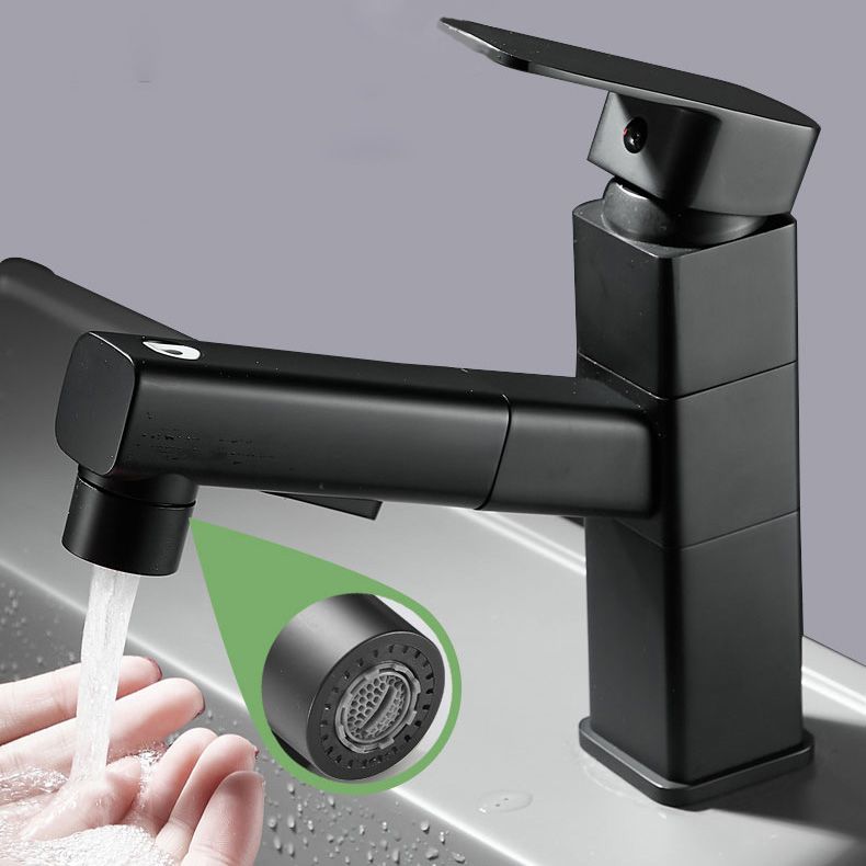Lisslune | Bathroom faucet with pull-out lever handle single-hole sink faucet