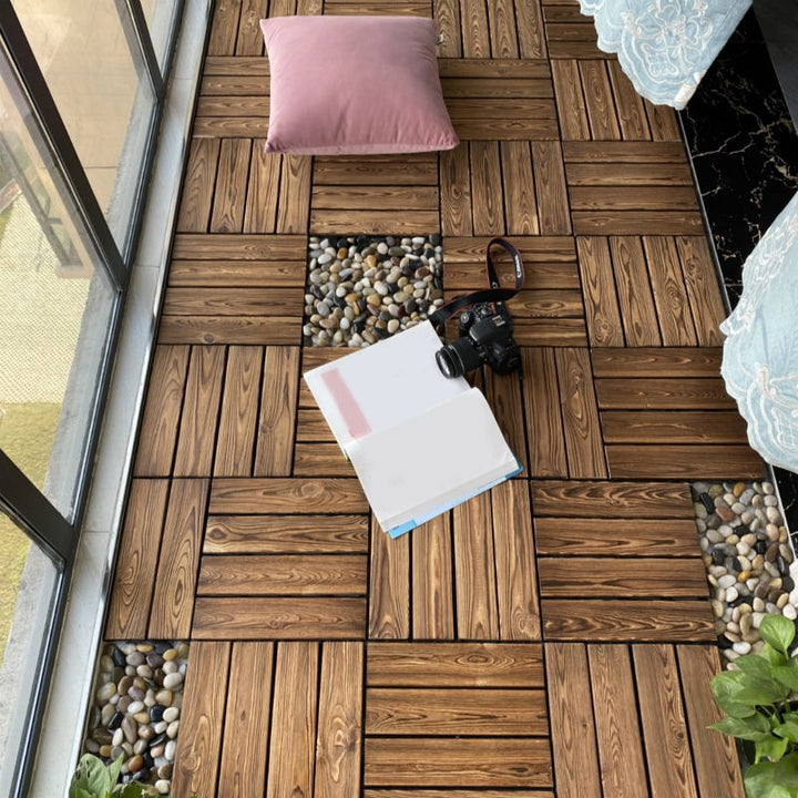 Lisslune | Outdoor composite decking tiles with snap-in stripe detail kit decking tiles
