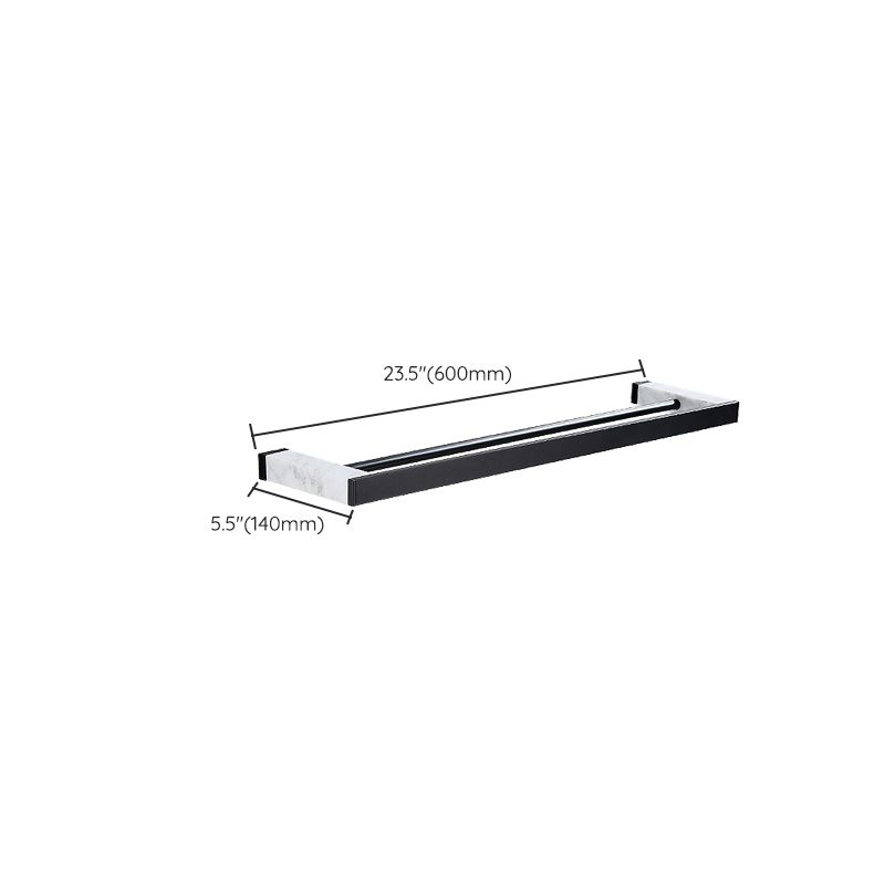 Lisslune | Matt Black Bathroom Accessory Set made of Metal & Marble with Bath Shelf/Towel Holder