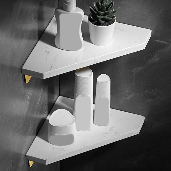 Lisslune | Aluminium Bathroom Accessory Set 4 cm high Marble Bath Shelf