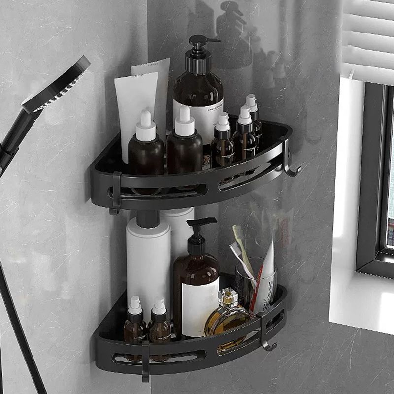 Lisslune | Modern Bathroom Hardware Set Bathroom Shelf Silver/Black Bathroom Accessories Set