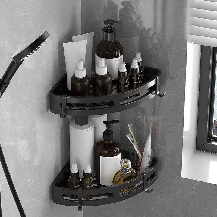 Lisslune | Modern Bathroom Hardware Set Bathroom Shelf Silver/Black Bathroom Accessories Set