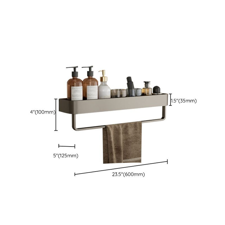 Lisslune | Contemporary Aluminum Bathroom Accessories Set Gray Bath Shelf