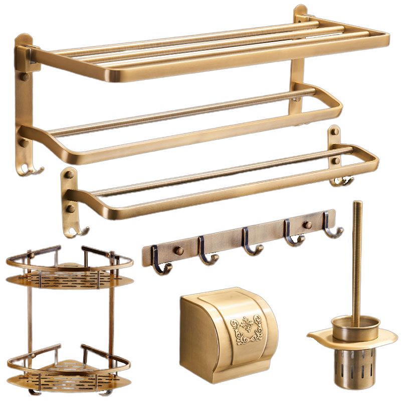 Lisslune | Vintage Bronze Bathroom Accessories Set Brushed Brass Towel Bar/Paper Holder/Bath Shelf