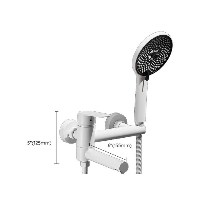 Lisslune | White Bath Water Faucet Trim Single Lever Handle Swivel Spout Wall Mounted Hand Shower Bathtub Filler