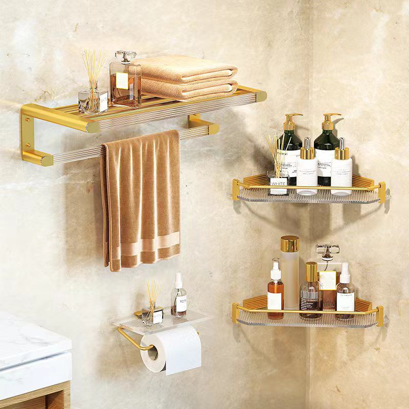 Lisslune | Modern Bathroom Hardware Set Towel Holder Bathroom Shelf Gray/Gold Bathroom Hardware Set