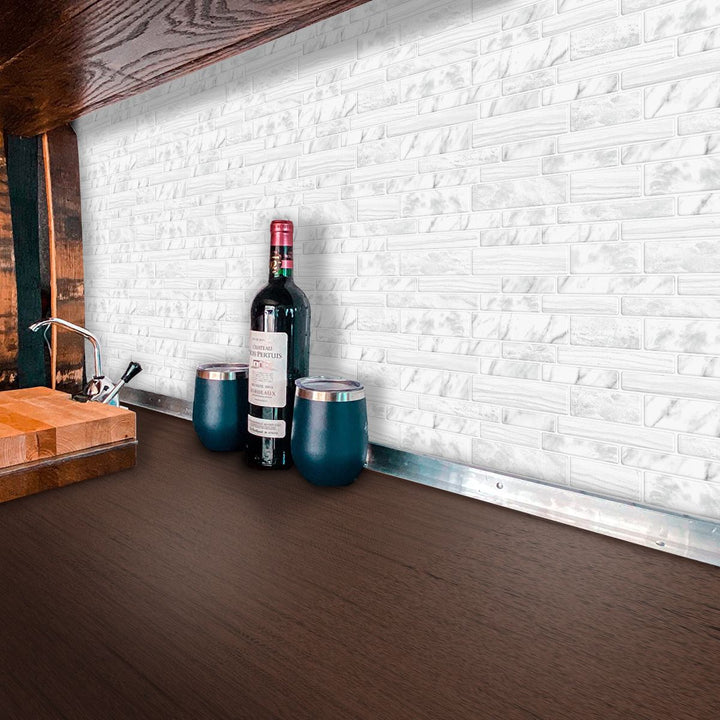 Lisslune | Square Peel & Stick Tile Stone Composite Subway Tile for Backsplash Wall