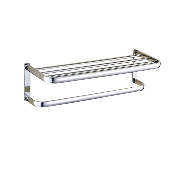 Lisslune | Contemporary silver bathroom set with bathroom shelf and towel rail