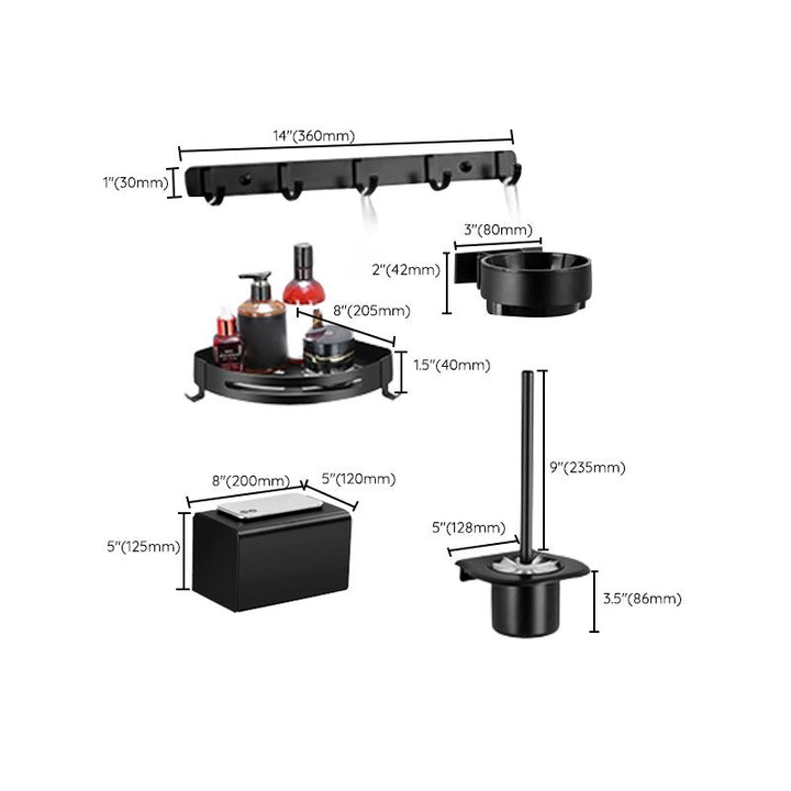 Lisslune | Matte black bathroom accessory set Modern bathroom accessory hardware set