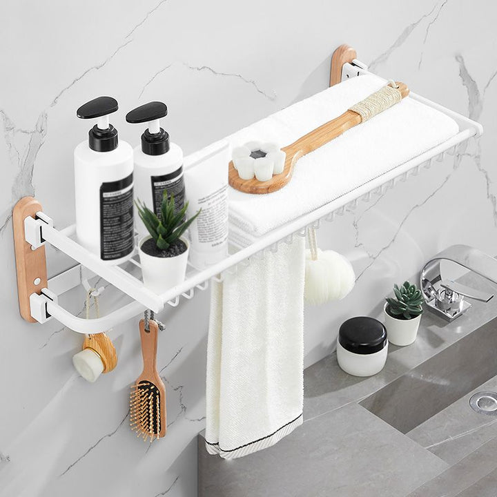 Lisslune | White 7-piece bathroom accessory set wood and metal bath set