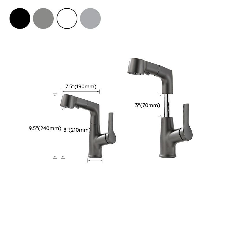 Lisslune | Modern Sink Faucet Pull-Out Lever Handle Brass Faucet Bathroom