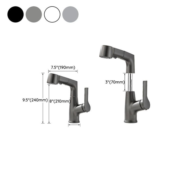 Lisslune | Modern Sink Faucet Pull-Out Lever Handle Brass Faucet Bathroom