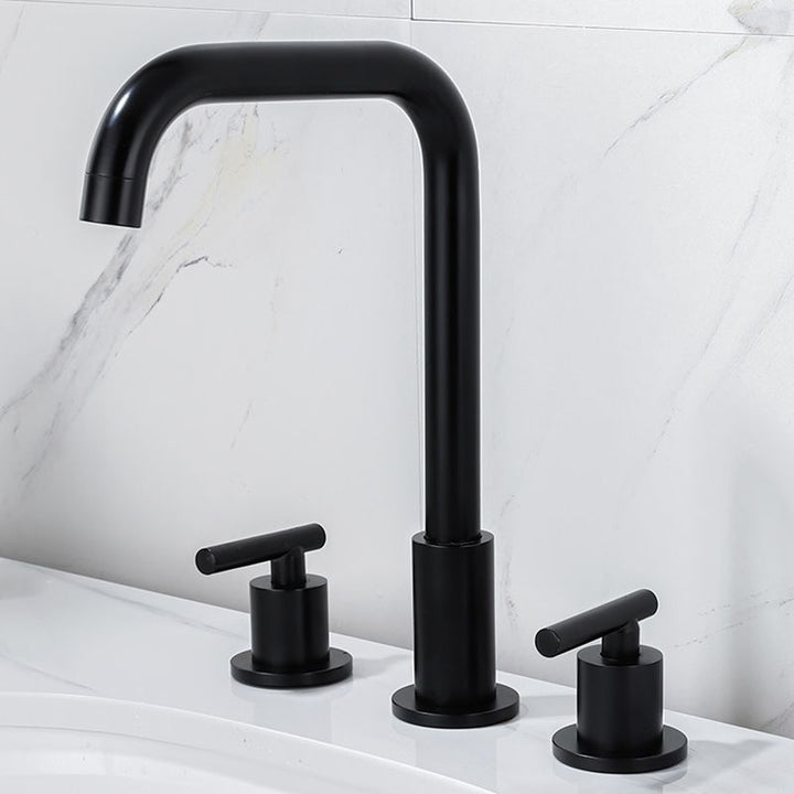 Lisslune | Modern 2-Handle Bathroom Sink Faucet 3-Hole Widespread Bathroom Faucet