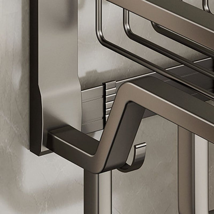 Lisslune | Aluminium modern bathroom accessory set polished grey bathroom shelf/toilet paper holder/robe hooks