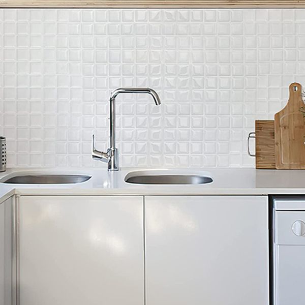Lisslune | Square Peel & Stick Mosaic Tile Plastic Grid Peel & Stick Mosaic Tile