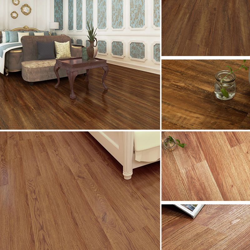 Lisslune | Rectangle PVC Floor Covering Peel and Stick Smooth Wood Look Vinyl Flooring