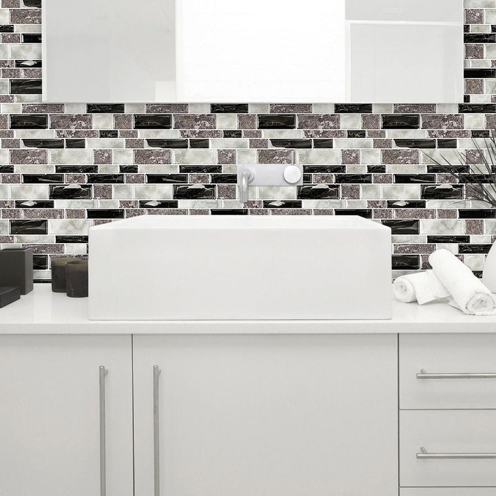 Lisslune | 12"x 12" Resin Mosaic Tiles Square Self-Adhesive Tiles for Backsplash & Wall Tile