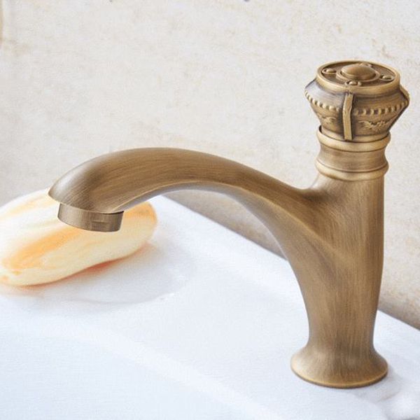Lisslune | Brass Farmhouse Sink Basin Mixer Single Hole Faucet Knob Handle Bathroom Faucet