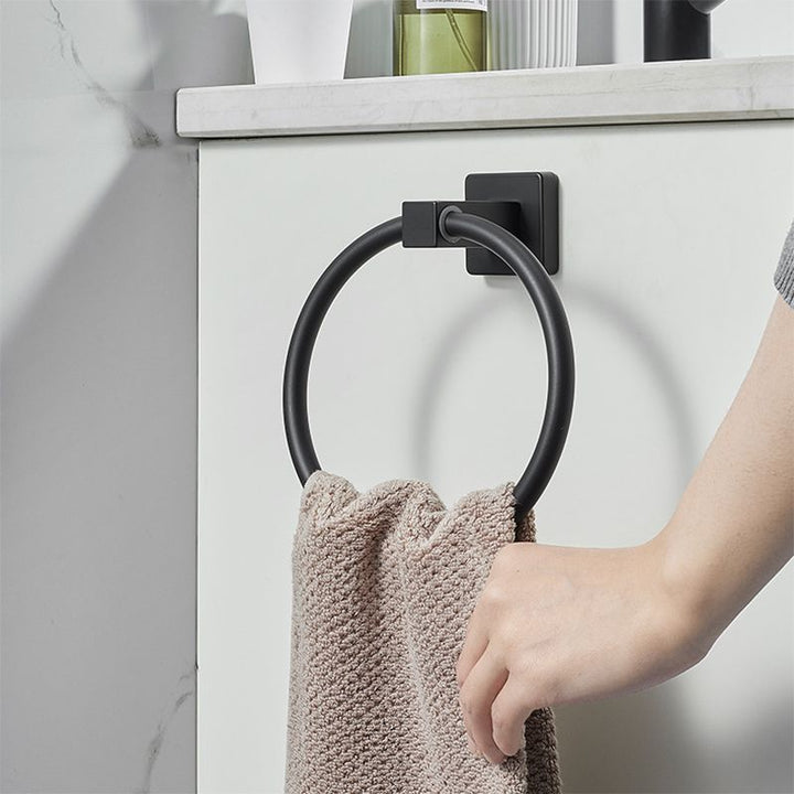 Lisslune | Traditional Bathroom Accessories Set Black Towel Ring Bathroom Shelf Bathroom Accessories Set