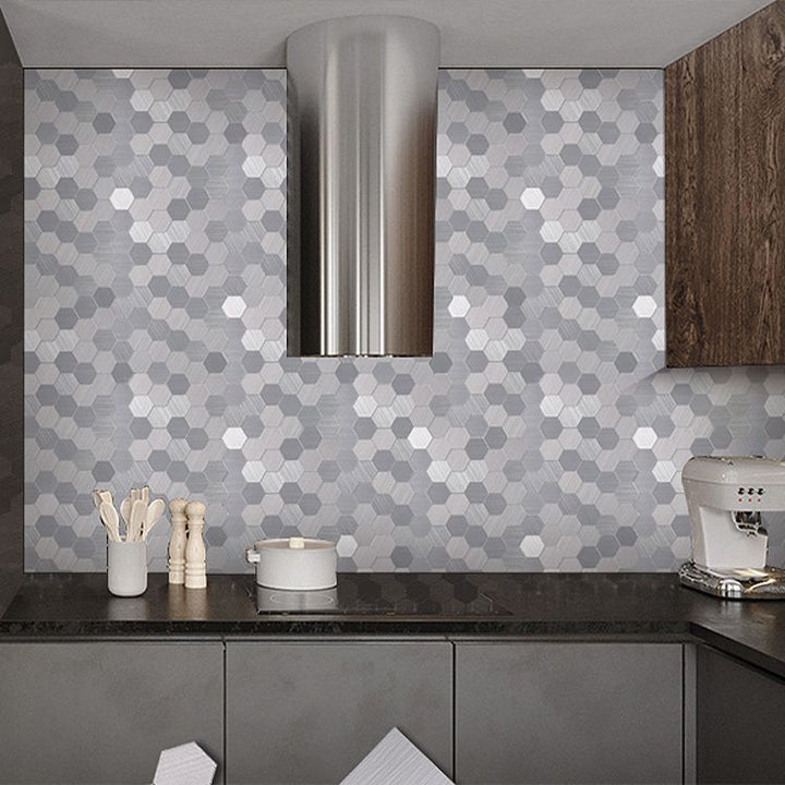 Lisslune | Subway Tile Wallpaper Contemporary Peel and Stick Wall Tile with Metal Look