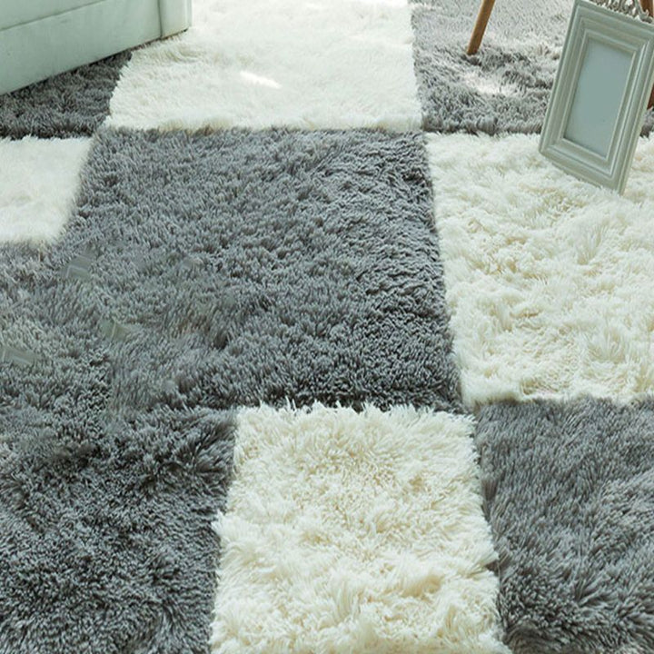 Lisslune | Bedroom Carpet Tiles Solid Color Square Shag Stain Resistant Carpet Tiles