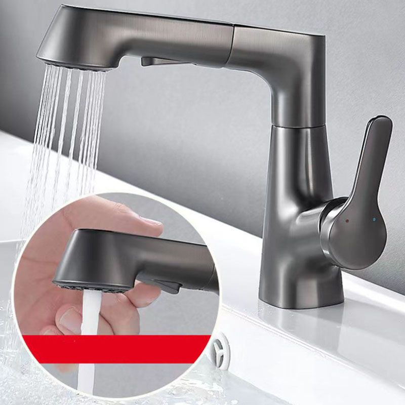 Lisslune | Modern Sink Faucet Lever Handle Copper Low Arc Pull-down Sink Faucet