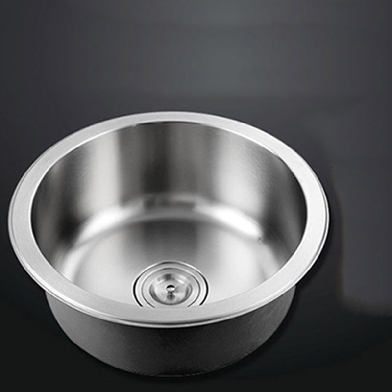 Lisslune | Contemporary Single Bowl Kitchen Sink Round Stainless Steel Sink with Drain Strainer Set