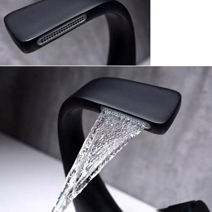 Lisslune | Button Handle Faucet Contemporary Style Faucet with Waterfall Spout