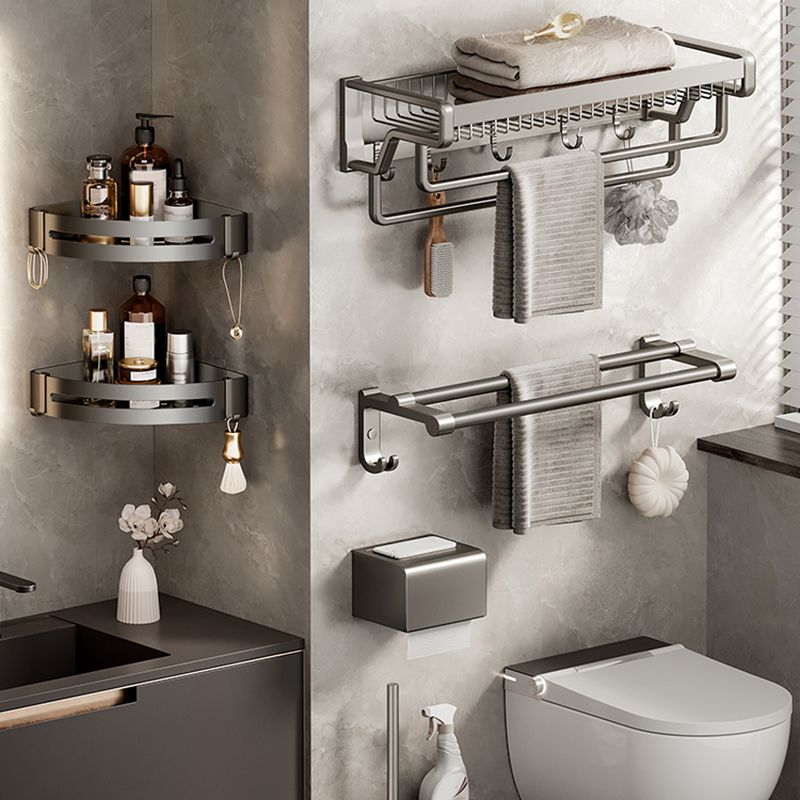 Lisslune | Contemporary bathroom accessory set made of matte stainless steel-aluminum with bathrobe hook/towel rail