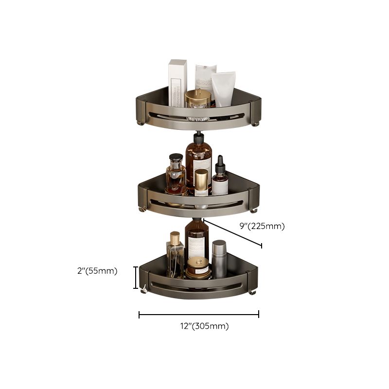 Lisslune | Contemporary Aluminum Bathroom Accessory Set Grey Bath Shelf