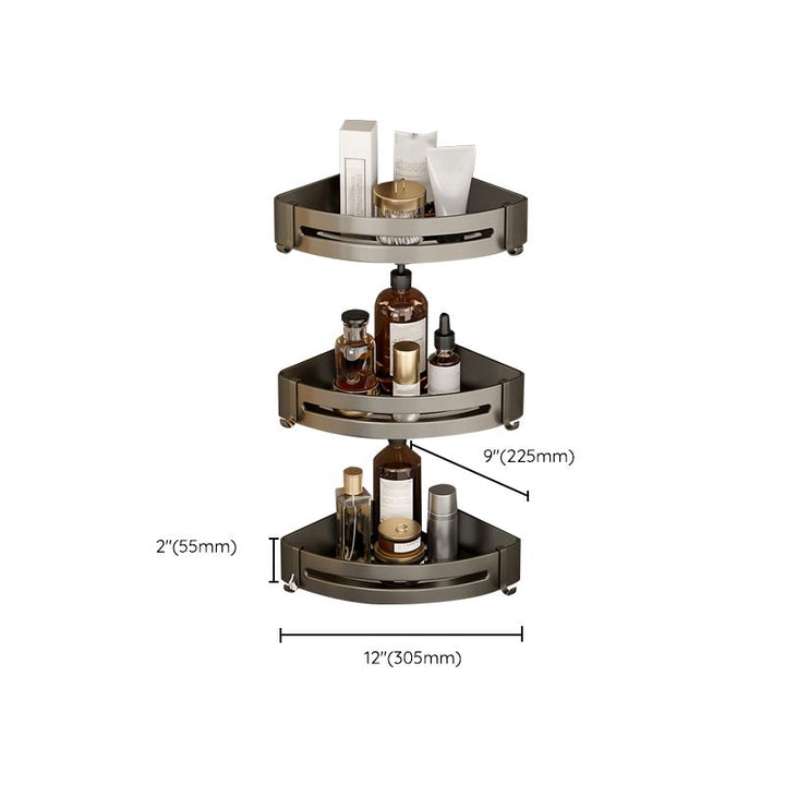 Lisslune | Contemporary Aluminum Bathroom Accessory Set Grey Bath Shelf