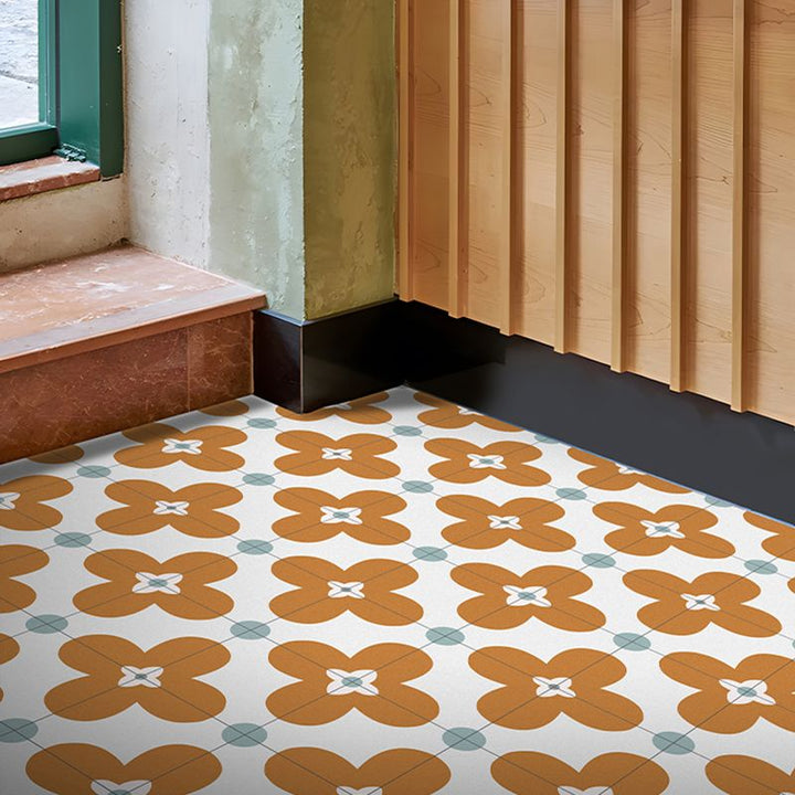 Lisslune | Square Inner Layer Vinyl Flooring Floral Pattern Peel and Stick Waterproof Vinyl Flooring