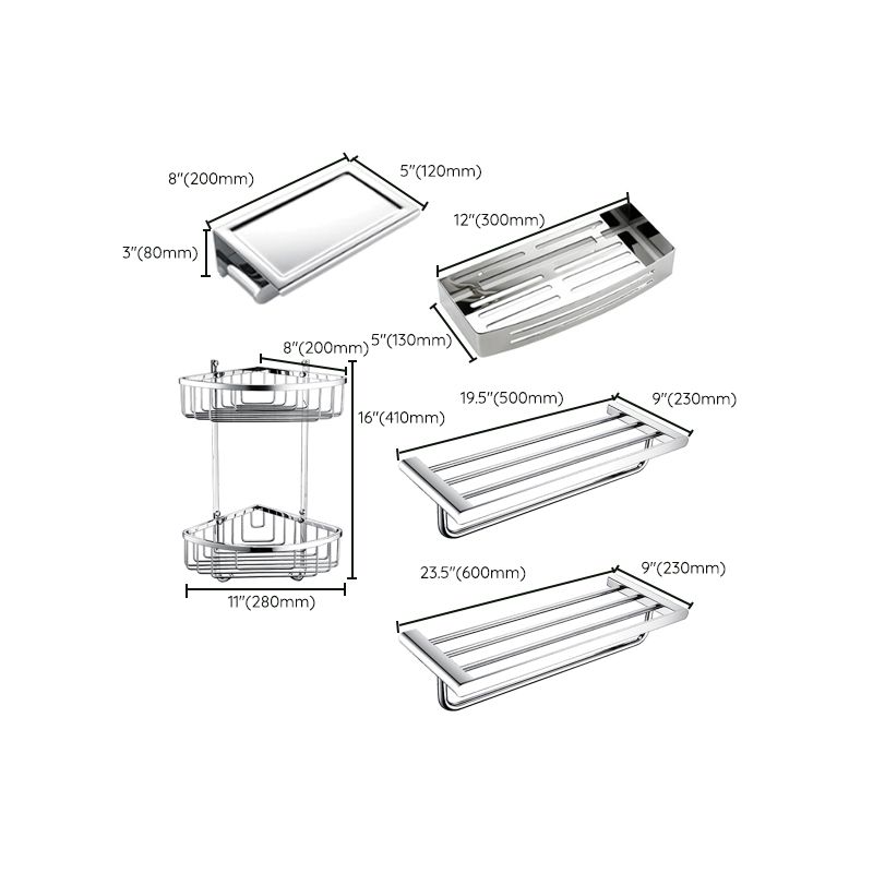 Lisslune | Contemporary Bathroom Accessories Hardware Set in Silver with Soap Dish